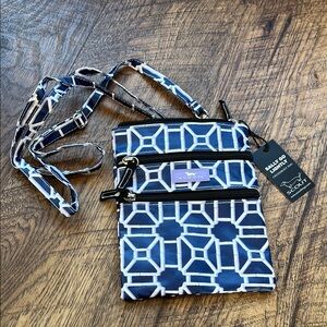 SCOUT Navy and White Geometric Crossbody Bag